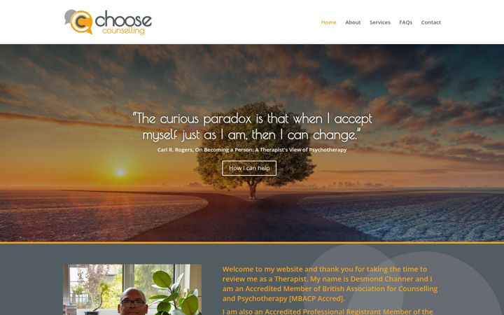 Kuvakaappaus sivustosta choosecounselling.co.uk