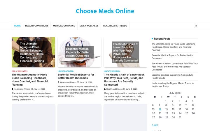 Snímek obrazovky choosemedsonline.com