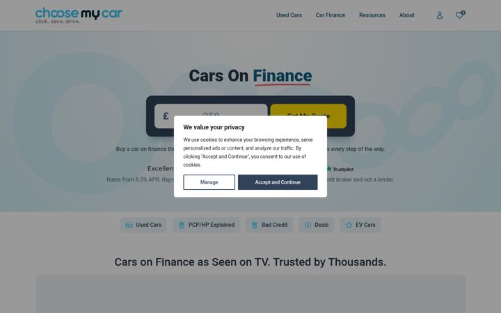 Screenshot of choosemycar.com