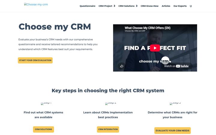 Kuvakaappaus sivustosta choosemycrm.co.uk