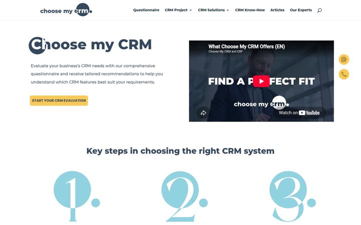 Screenshot di choosemycrm.com
