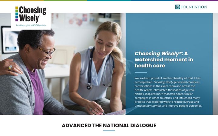 Screenshot of choosingwisely.org