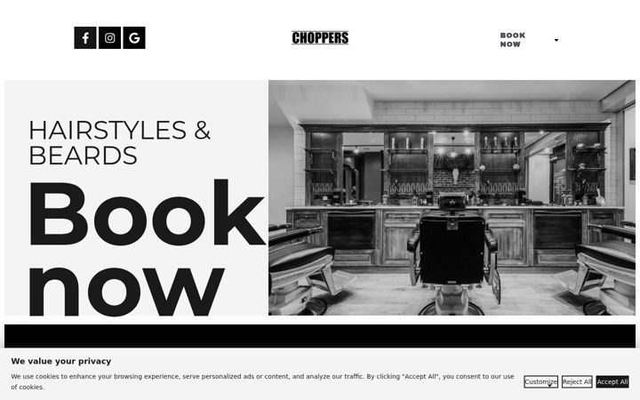Kuvakaappaus sivustosta choppersbarbers.co.uk