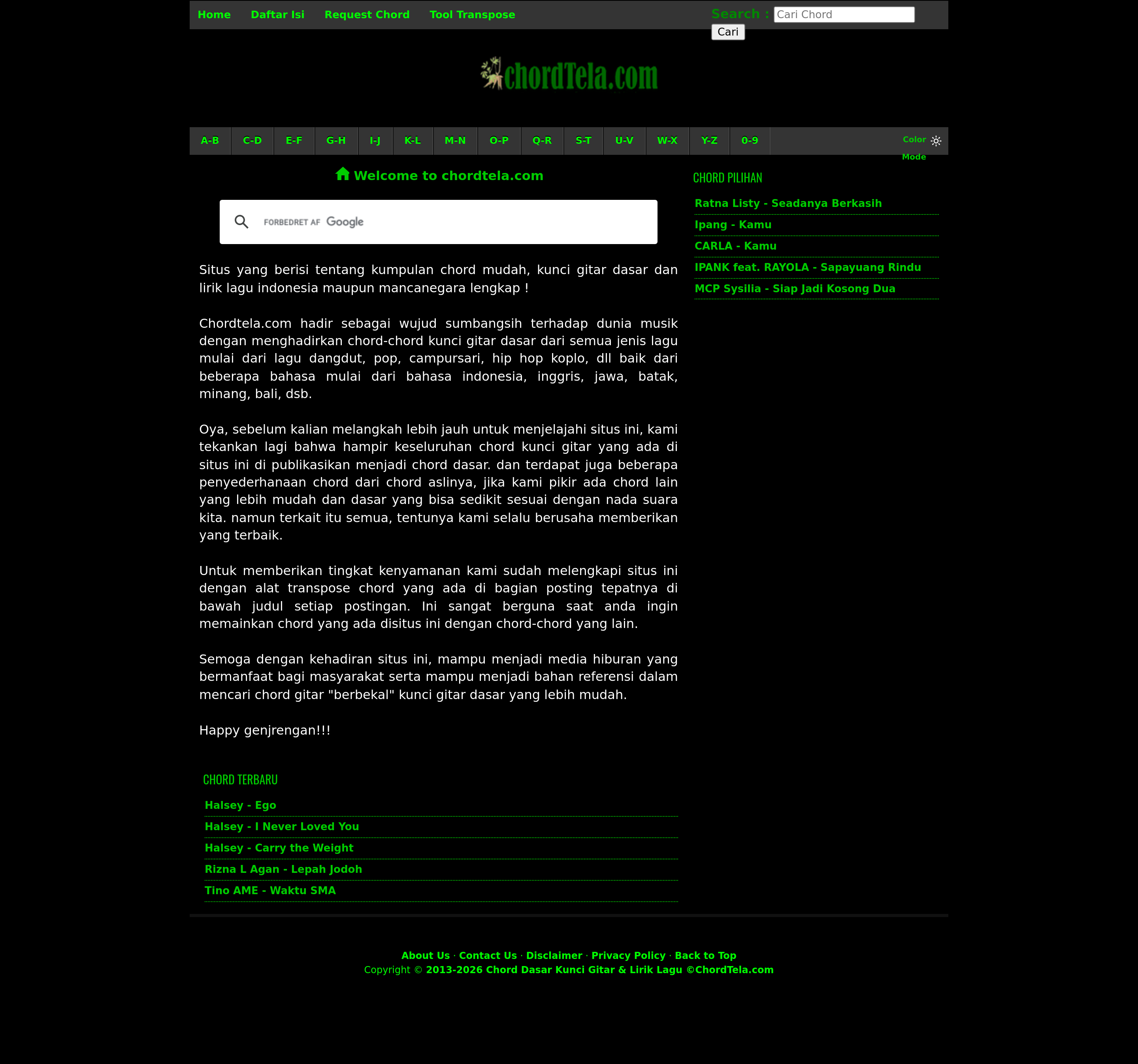 Screenshot of chordtela.com