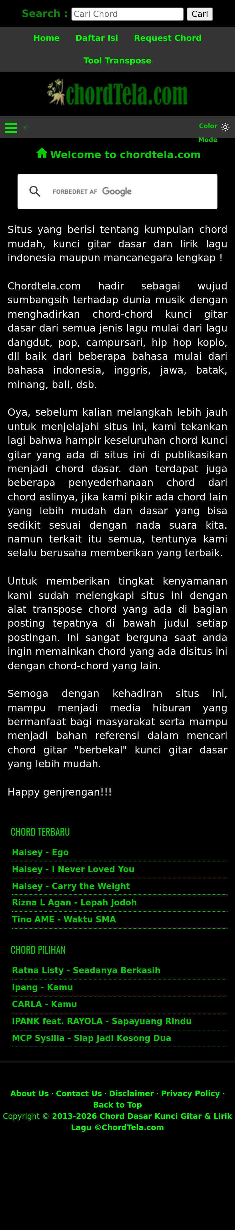 Mobile screenshot of chordtela.com