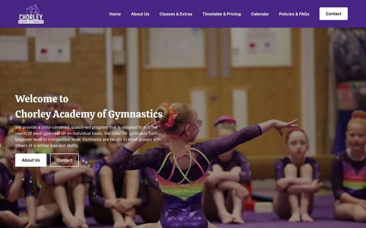 Zrzut ekranu chorleyacademyofgymnastics.co.uk