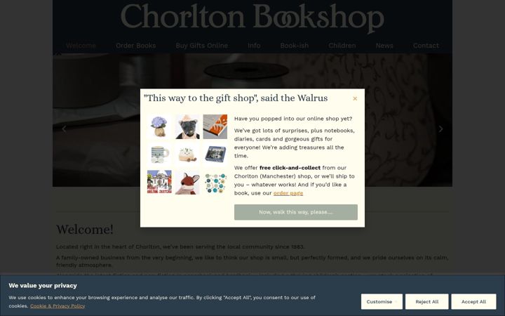 Zrzut ekranu chorltonbookshop.co.uk