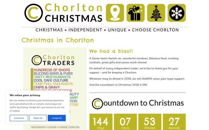 Zrzut ekranu chorltonchristmas.co.uk