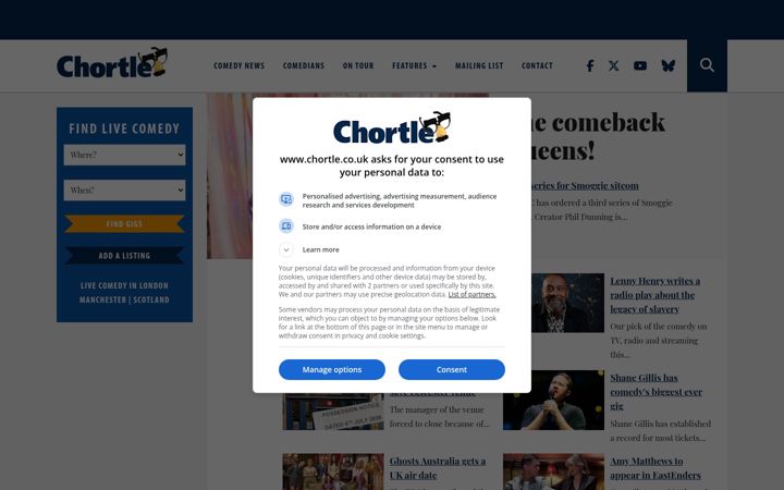 Screenshot of chortle.co.uk