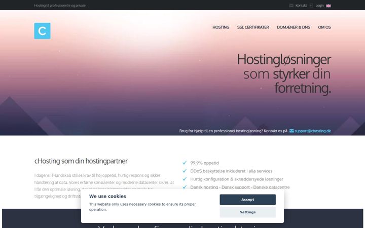 Screenshot of chosting.dk