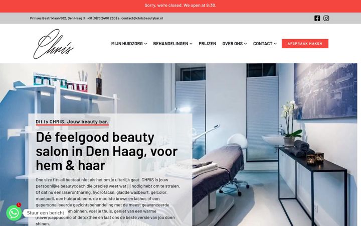 Képernyőkép: chrisbeautybar.nl