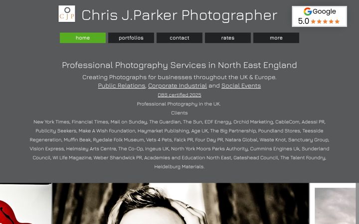 Screenshot ta' chrisjparkerphotographer.co.uk