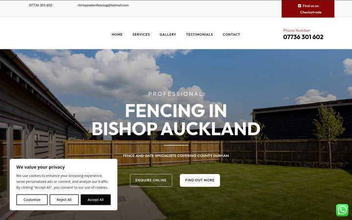 Snímek obrazovky chrispowtonfencingltd.co.uk