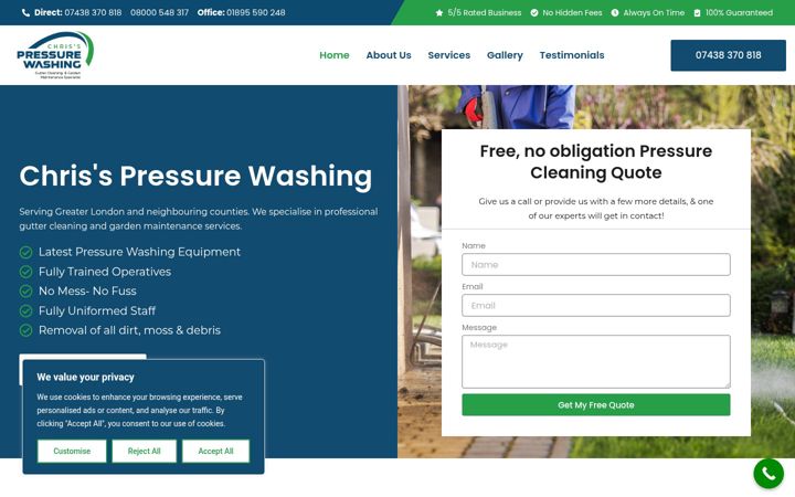 Snímek obrazovky chrispressurewashing.co.uk