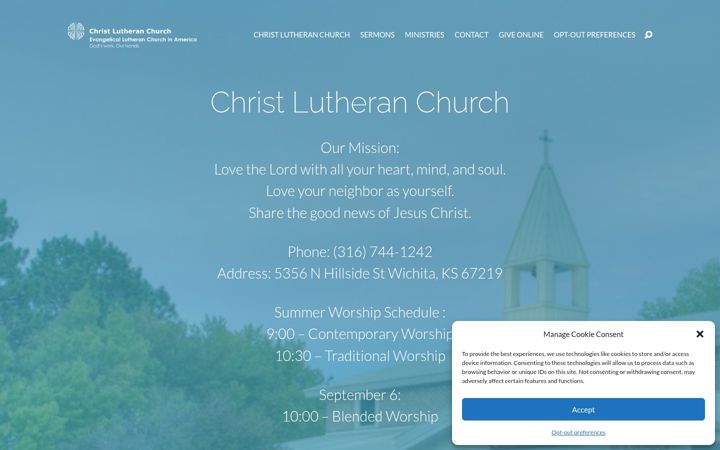 Captura de pantalla de christ-lutheran.org