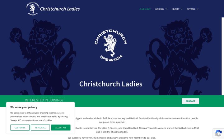Snímek obrazovky christchurchladies.co.uk
