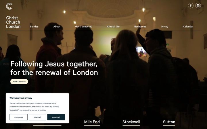 Captura de pantalla de christchurchlondon.org