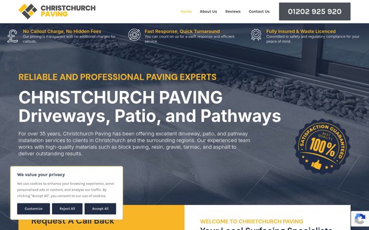 Snímek obrazovky christchurchpaving.uk