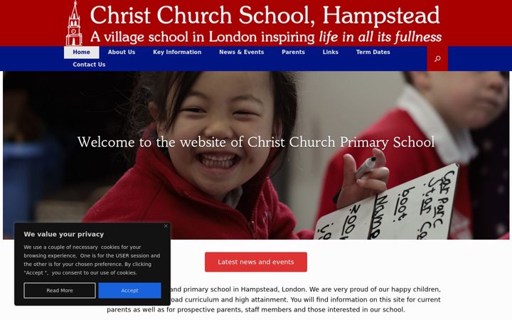 Snímek obrazovky christchurchschool.co.uk
