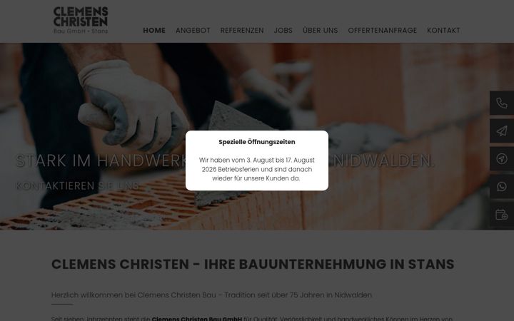 Snímek obrazovky christen-bau.ch