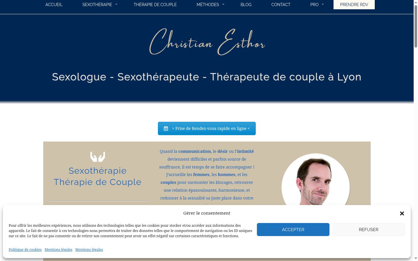 Capture d'écran de la bannière de consentement affichée avant toute interaction