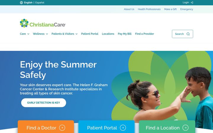 Screenshot of christianacare.org