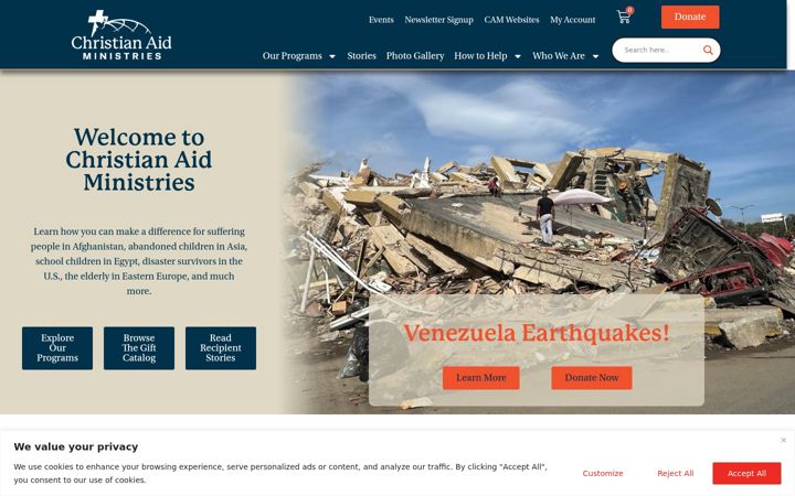 Screenshot di christianaidministries.org