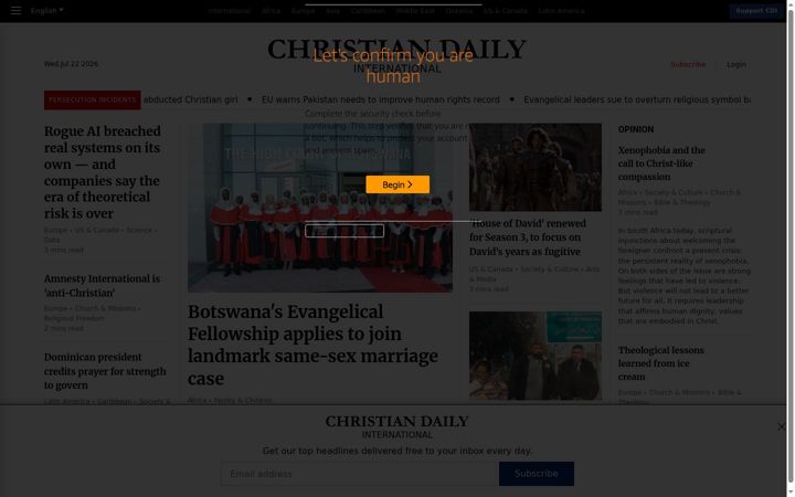 Screenshot of christiandaily.com