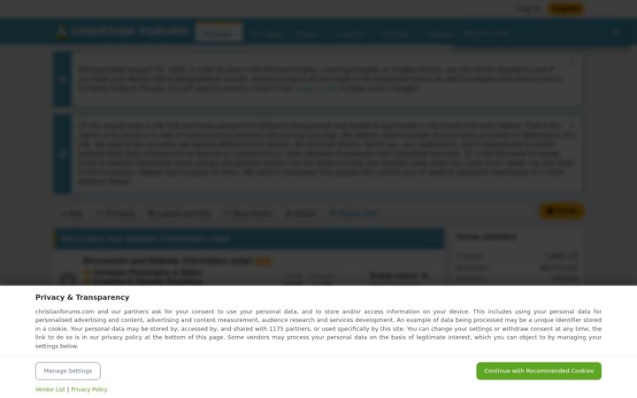 Screenshot of christianforums.com