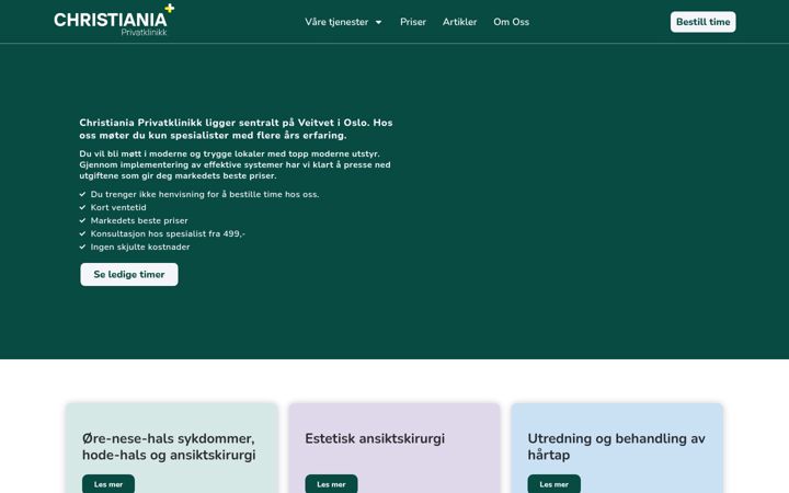 Skärmbild av christianiaprivatklinikk.no