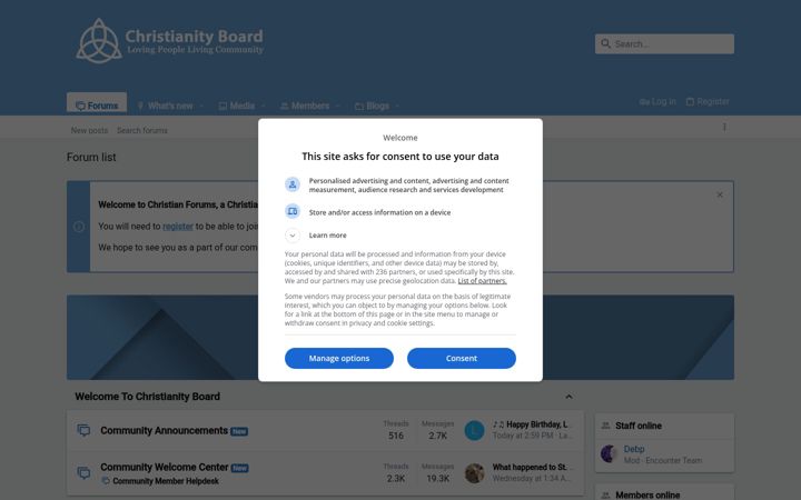 Screenshot of christianityboard.com