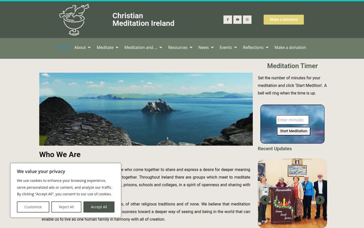 Ekraanipilt saidist christianmeditation.ie