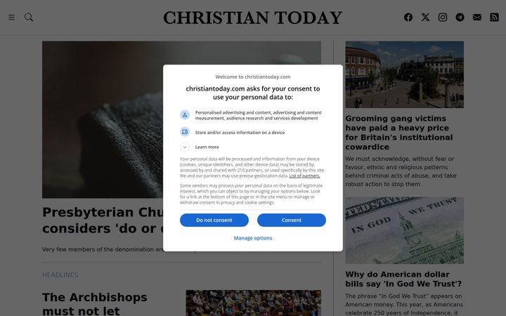 Screenshot stránky christiantoday.com