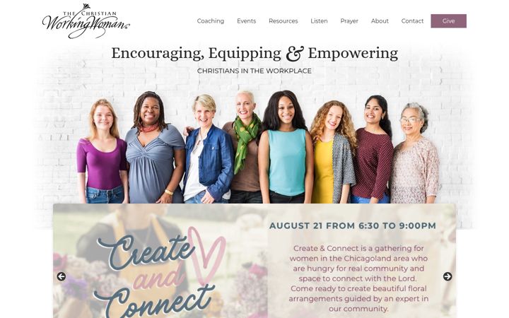 Screenshot stránky christianworkingwoman.org