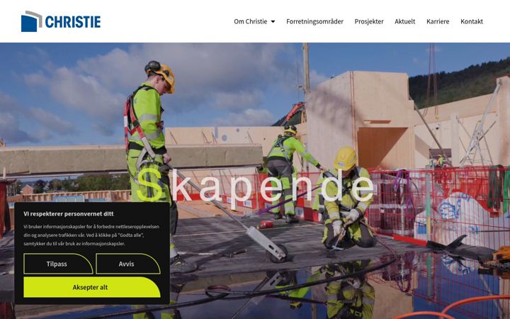 Skärmbild av christie.no