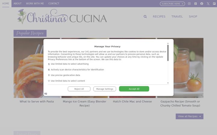 Screenshot stránky christinascucina.com