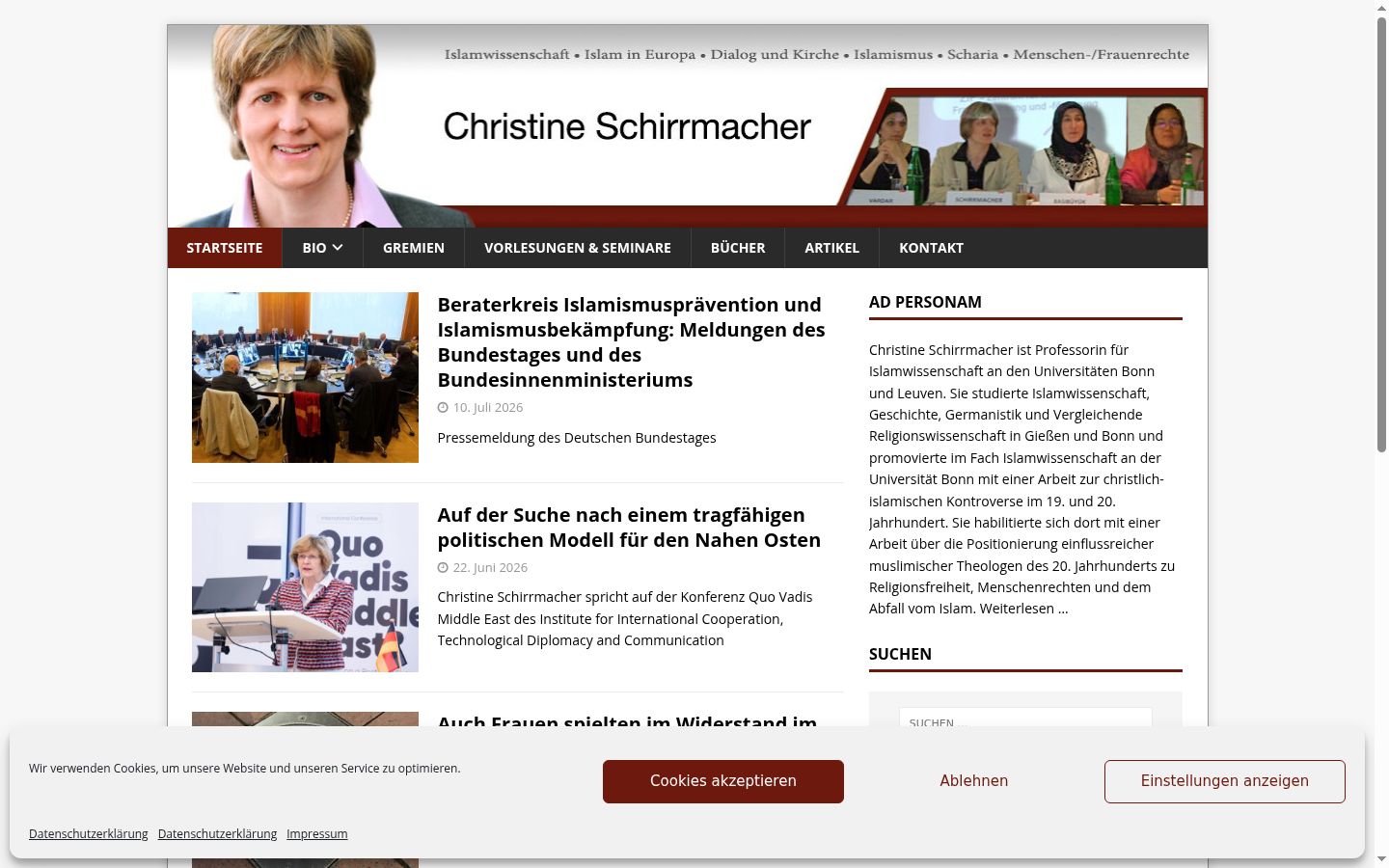 Screenshot des Einwilligungsbanners vor jeglicher Interaktion