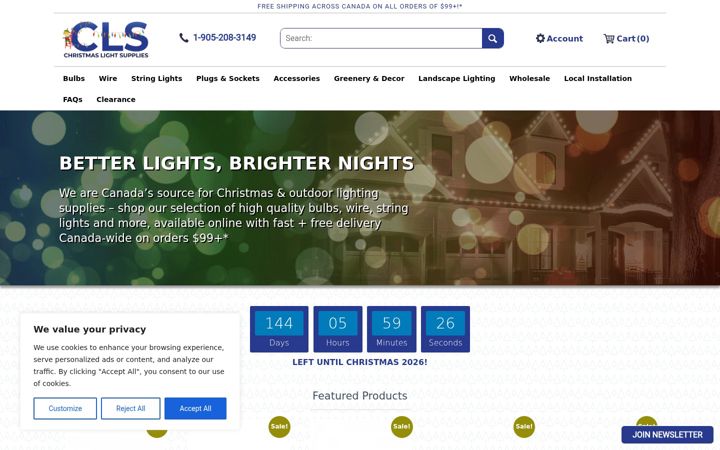Screenshot του christmaslightsupplies.ca