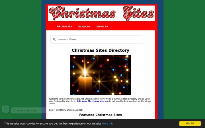 Snímek obrazovky christmassites.net