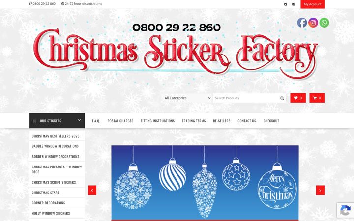 Snímek obrazovky christmasstickerfactory.co.uk