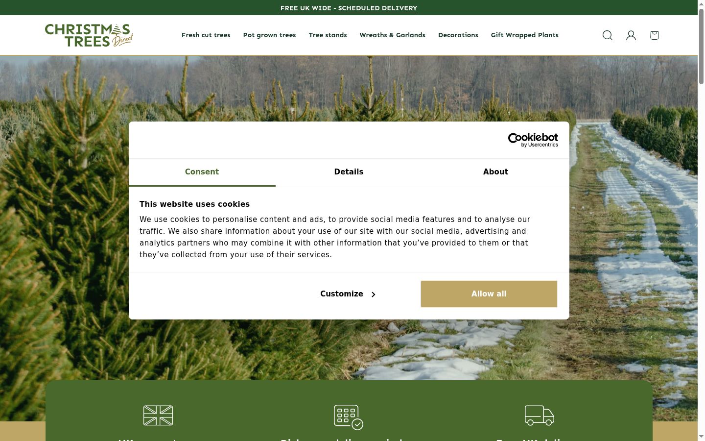 Screenshot of the consent banner shown before any interaction