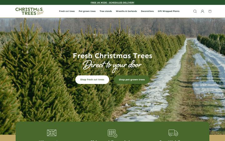 Snímek obrazovky christmastreesdirect.co.uk
