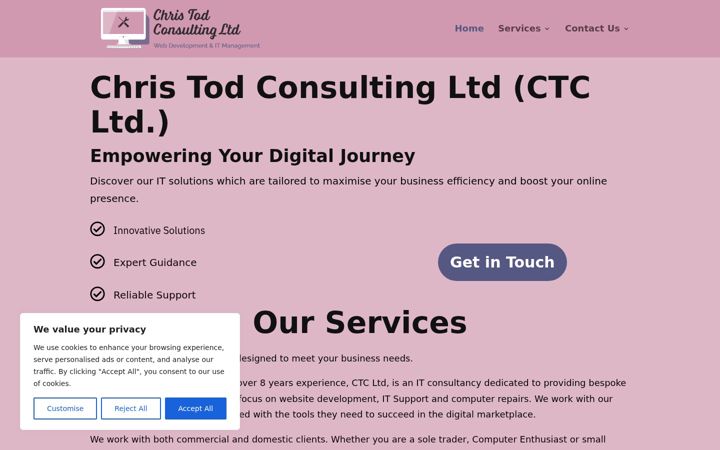 Snímek obrazovky christodconsulting.co.uk