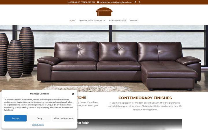 Snímek obrazovky christopherrobinupholsterer.co.uk