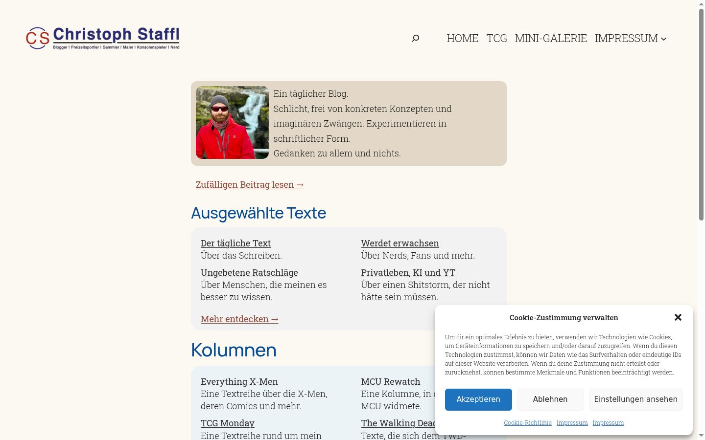 Screenshot del banner di consenso mostrato prima di qualsiasi interazione