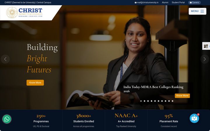 Screenshot of christuniversity.in