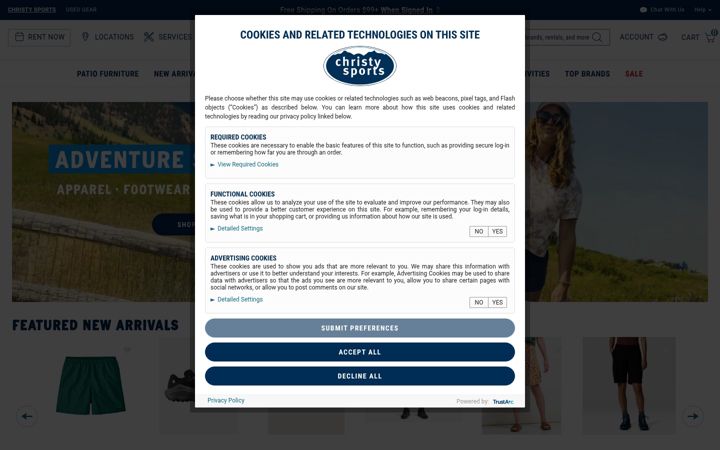 Screenshot of christysports.com