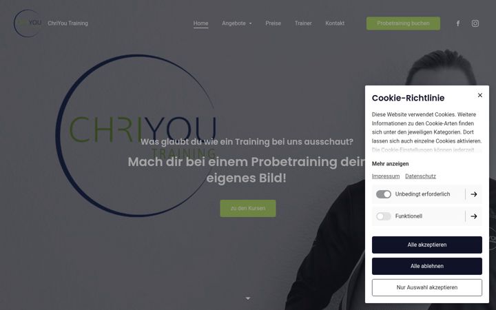 Screenshot of chriyoutraining.com