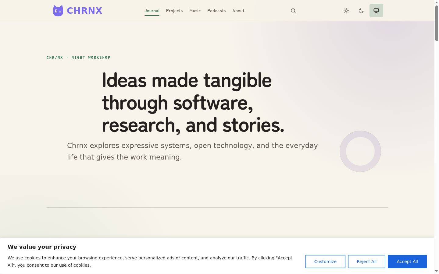 Screenshot of the consent banner shown before any interaction