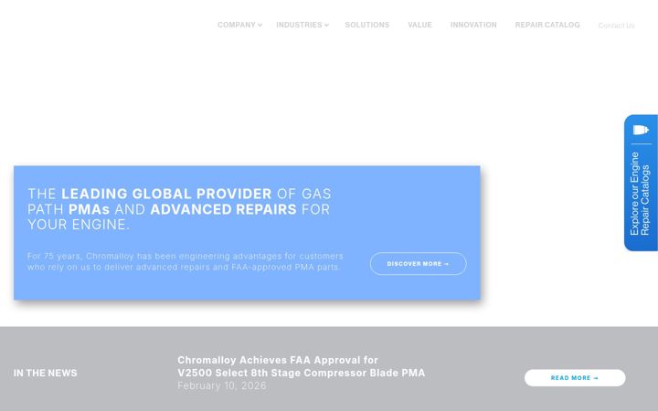 Screenshot of chromalloy.com